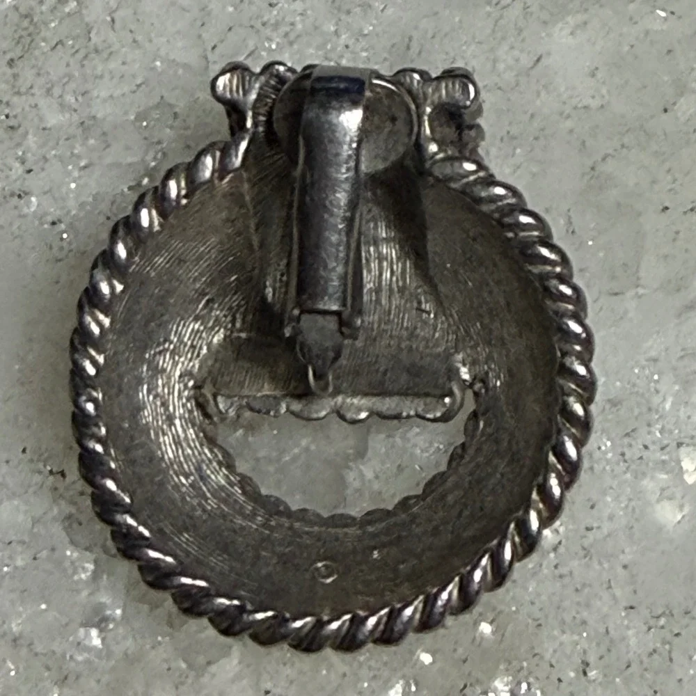 Silver Tone Rope Knot Clip-On Earrings Coastal Nautical Preppy Vintage Style